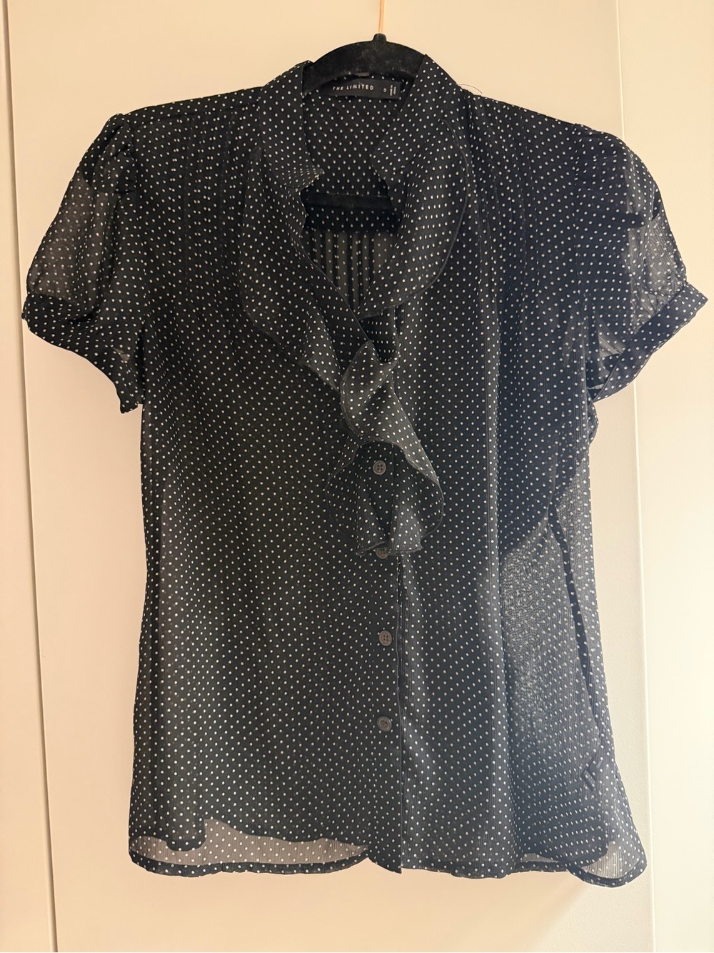 The Limited Black & White Polka Dot Ruffle Blouse